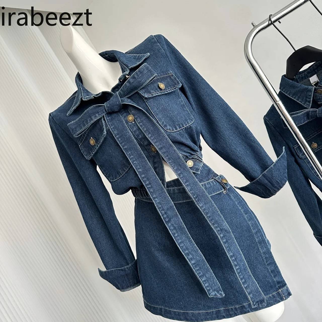 Корейский темпераментный комплект для женщин Осенний облегающий топ с отложным