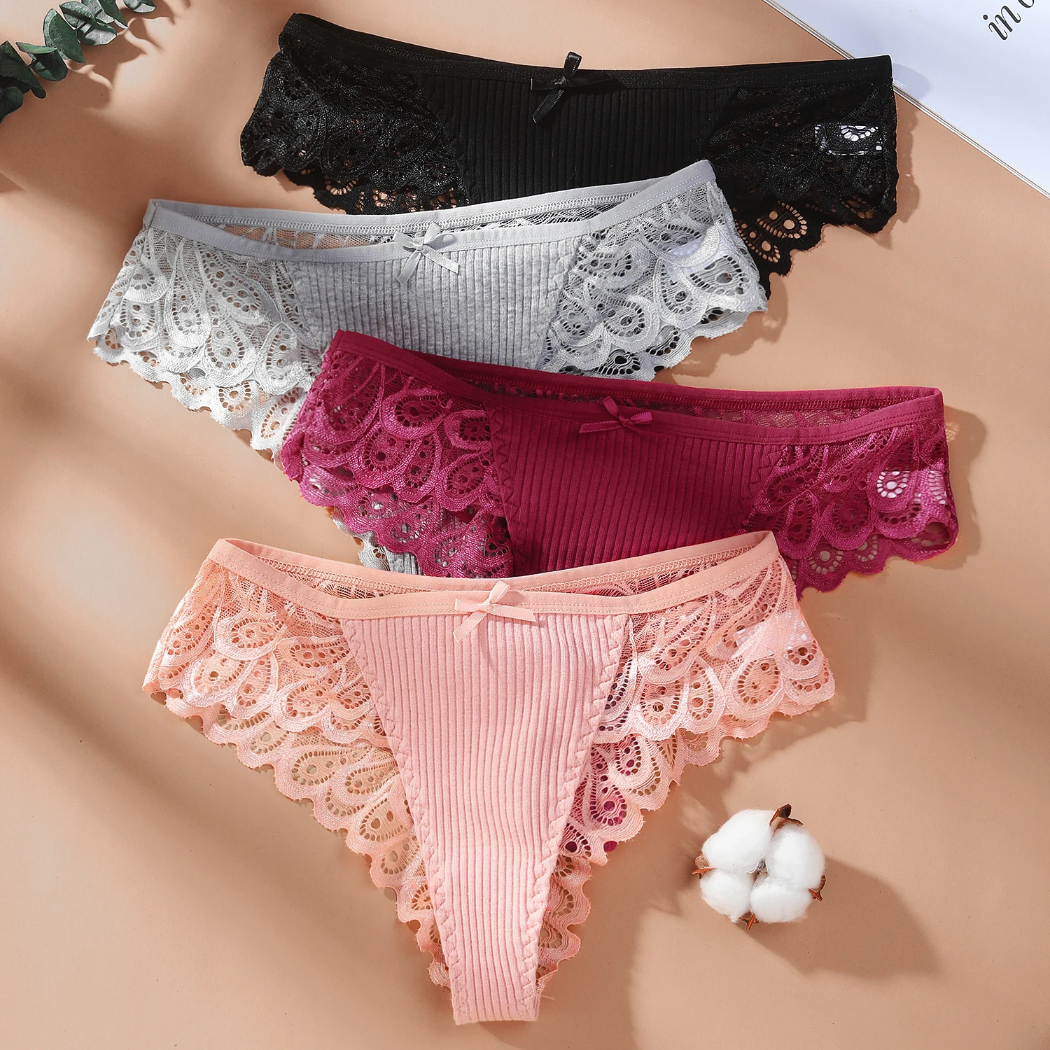 New Women Sexy Lace Panties Low-waist Underwear Thongs Female G String Breathable Lingerie Bow Intimates Briefs