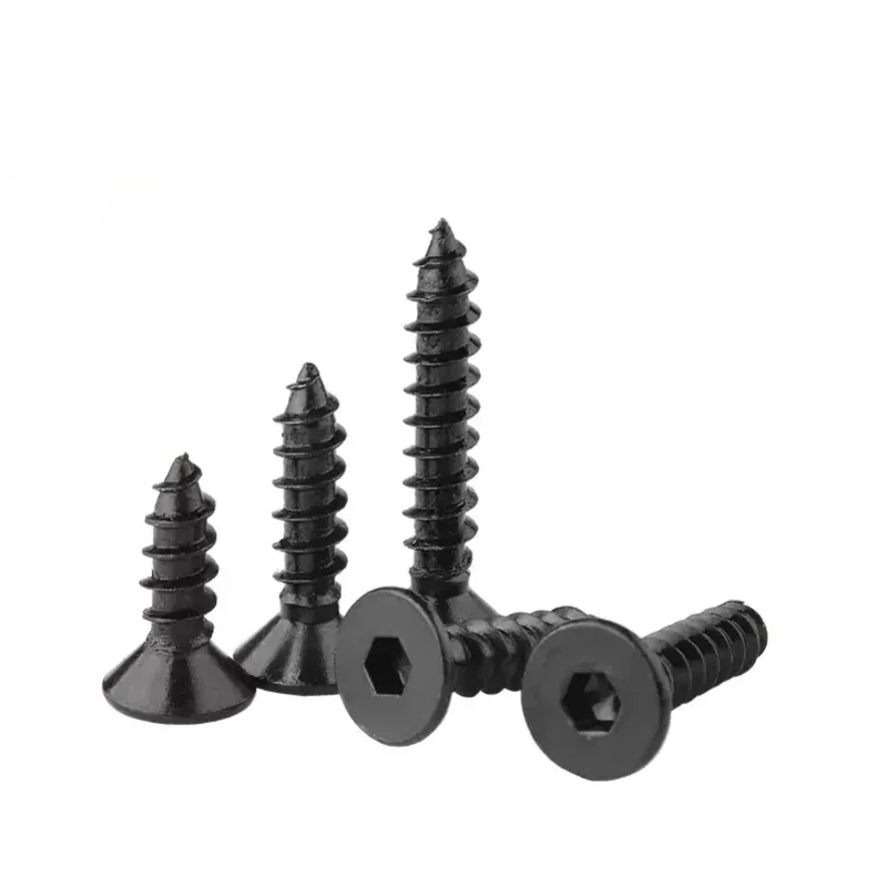 

Черный никелированный саморез M3-M6 с шестигранной и потайной головкой из углеродистой стали