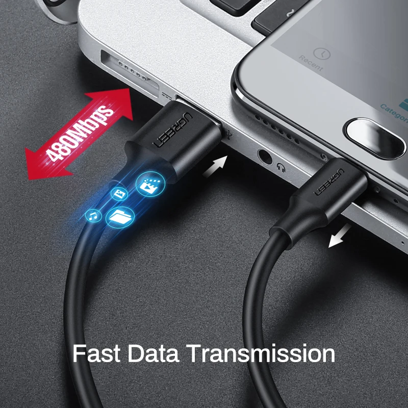 Фото Кабель Micro USB Ugreen для телефонов Android, 3A, 0.25-3 м №5