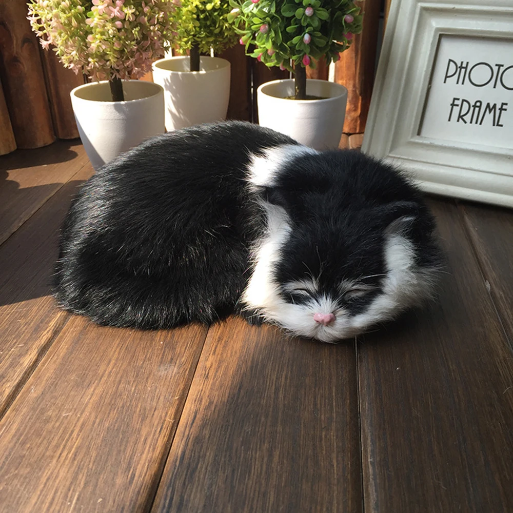 

Lifelike Sleeping Realistic Cat Plush Like Real Animal Simulation Figurine Kitten Toy Plush Doll Animal Gift for Kids 2022