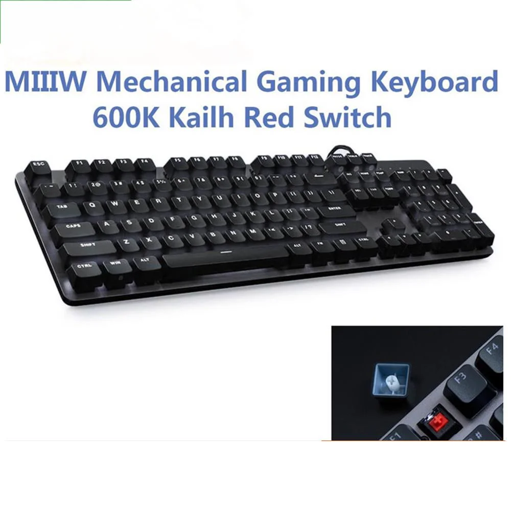 Игровая механическая клавиатура Xiaomi MIIIW, 600K, 104 клавиш, красный переключатель, USB, проводная, 6 режимов, белая светодиодная подсветка, клавиатура для офиса