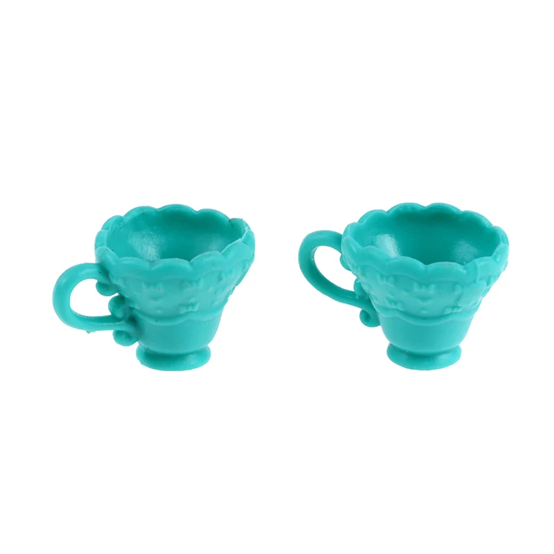 4Pcs/set 1:12 Dollhouse Miniature Coffee Cups Blue Vintage Coffee Mugs Cute Tableware Home Kitchen Furniture Doll House Decor images - 6