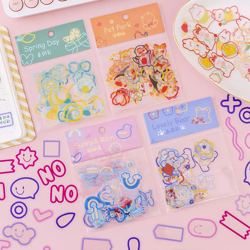 

Cute Animal Series Pet Transparent Waterproof Seamless Ins Wind Girl Salt Series Decorative Hand Account Notebook Sticker Set