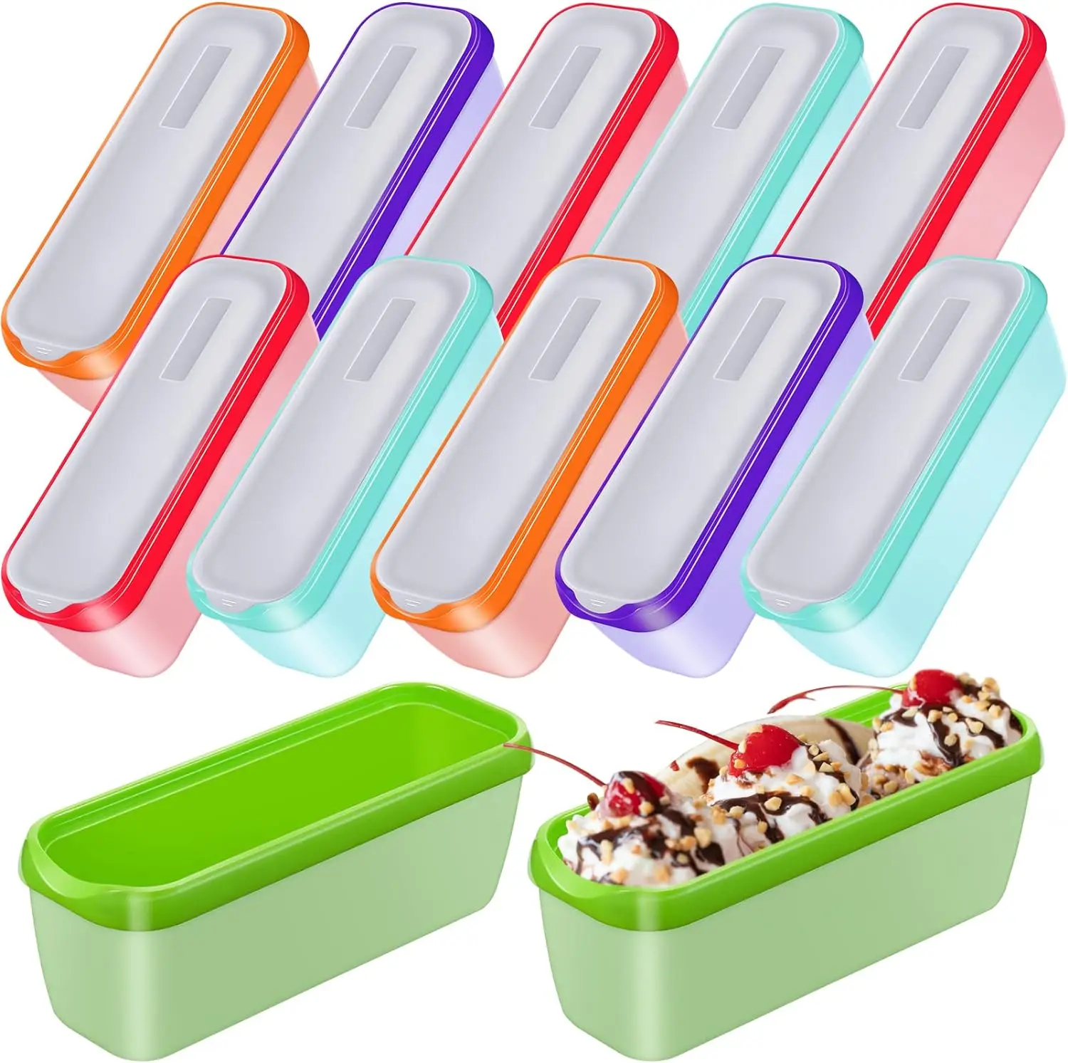 

Pack Ice Cream Containers for Homemade Ice Cream 1.5 Quart Storage Freezer Ice Cream Container with Lids Reusable Ice Cream Tub
