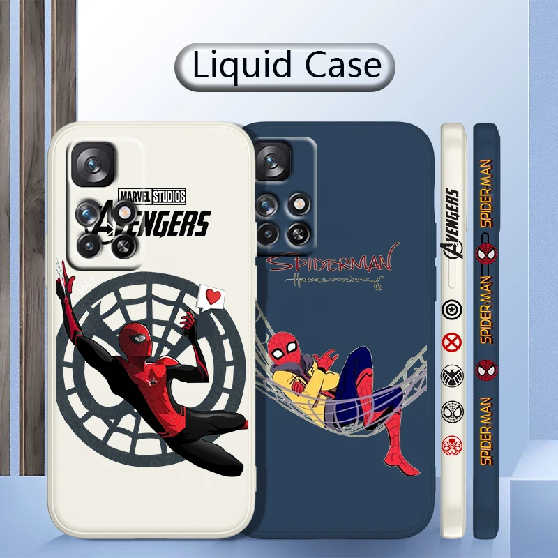 

Marvel Mini Spider Man For Redmi K50 K40 K30 K20 10C X 9C AT A 8A 7A Gaming Pro Plus Liquid Left Rope Silicone Phone Case