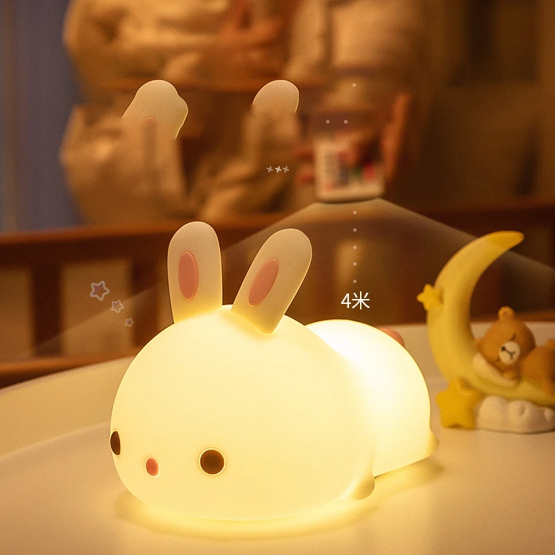 Rechargeable Led Rabbit Night Light for Children Bedroom Reading Touch Christmas Gift Cute Night Lamp Wedding Decoration Kids
