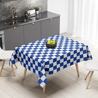 ins blue lattice rectangular table cloth dinning party decoration printing coffee desk mat dining restaurant living room sets