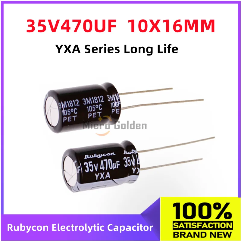 

(10pcs) Rubycon Imported Electrolytic Capacitor 35V470UF 10X16MM Japanese Ruby YXA Series Long Life Capacitance 470UF 35V