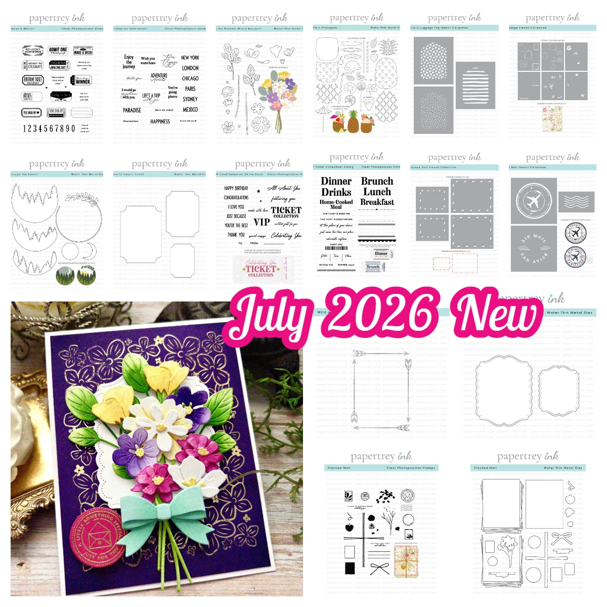 Фото Июль 2026: Новые металлические вырубные штампы Papertray Ink Love to Layer: Ticket Stacked Mail для DIY-альбомов, скрапбукинга и творчества №2