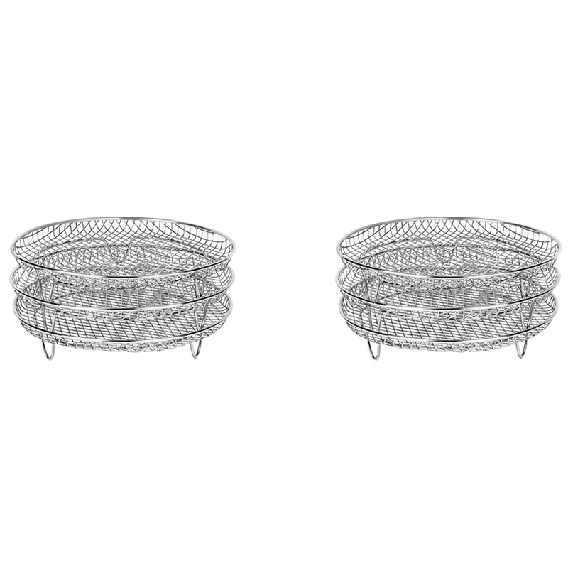

2X Air Fryer Three Stackable Dehydrator Racks For Gowise Ninja Stainless Steel Air Fryer Rack Fit All 4.2-5.8QT