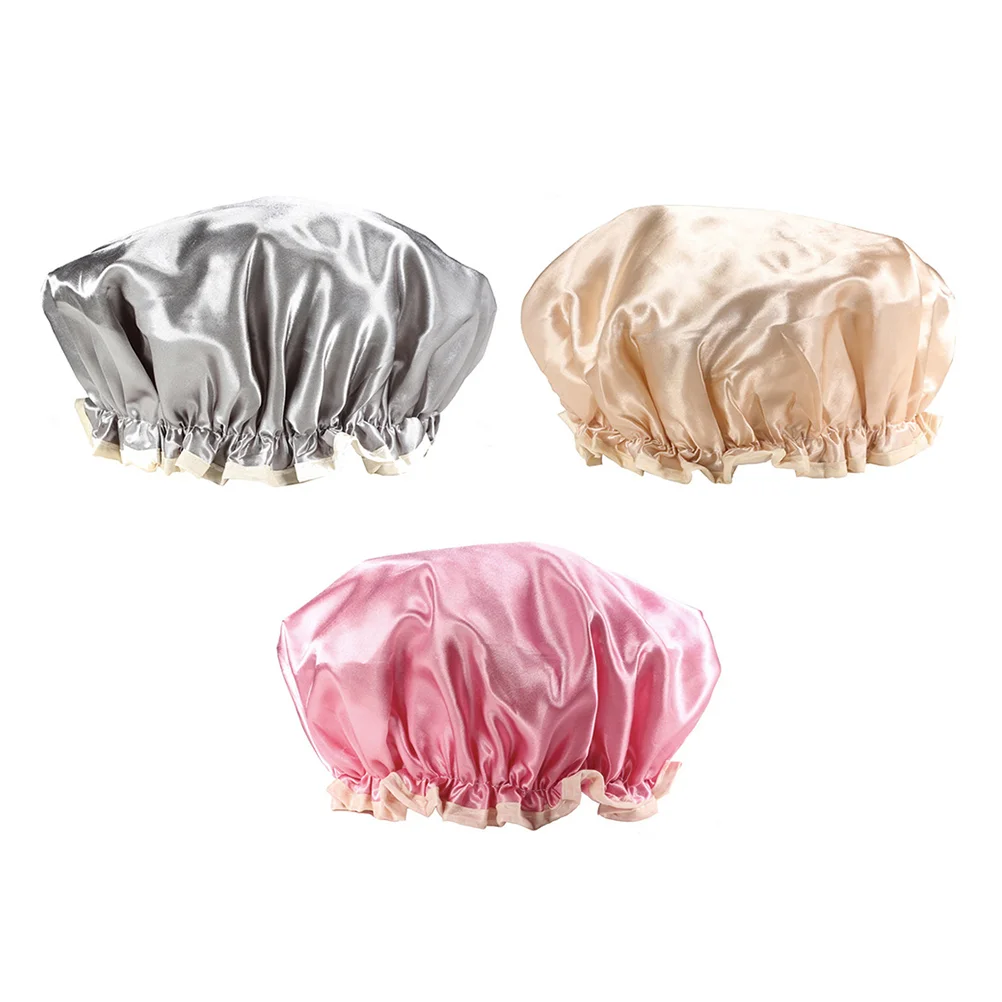 

Shower Caps Cap Hair Bath Hats Bathing Hat Women Reusable Treatmentsbouffant Beauty Satin Large Cover