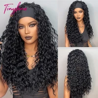 curly headband synthetic wigs natural black long womens headband wig deep water wave bohemian hair for black women fake hair