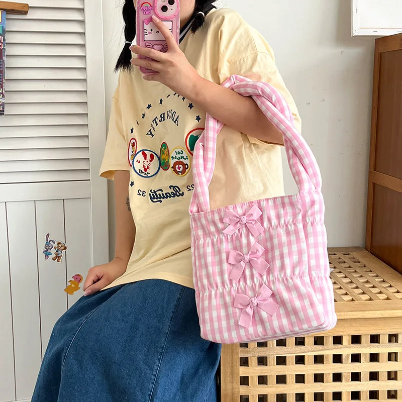 

Women's Fashion Shoulder Bags 2022 Trend New Items Tote Bag Canvas Cute Japanese Korean Handbags Girls Student Bookbag Bow-knot