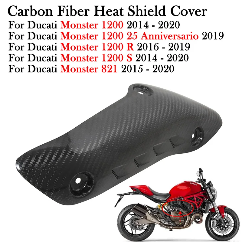 

Real Carbon Fiber For DUCATI Monster 821 1200 25 R S Anniversario Motorcycle Exhaust Link Heat Shield Cover Anti-Scald Protector