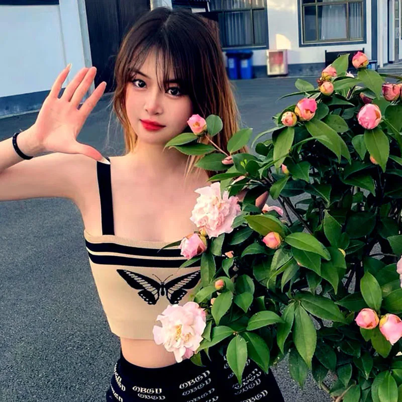 Женская майка контрастных цветов облегающие повседневные американские майки в