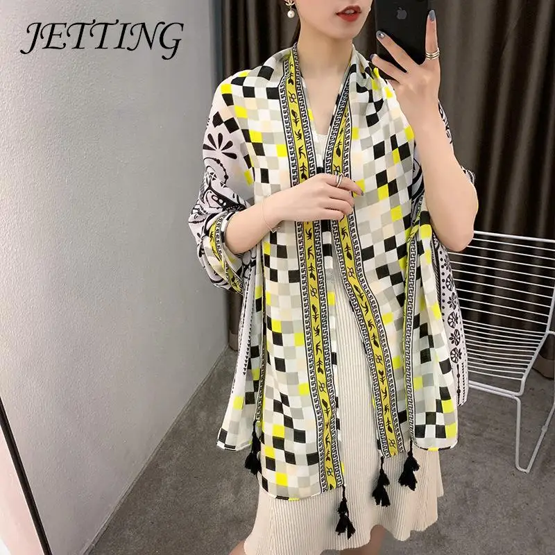 

Ethnic Style Scarf Shawl Soft Scarfs Oversized Printing Fashion Fringe Long Cotton And Linen Scarf Cloak