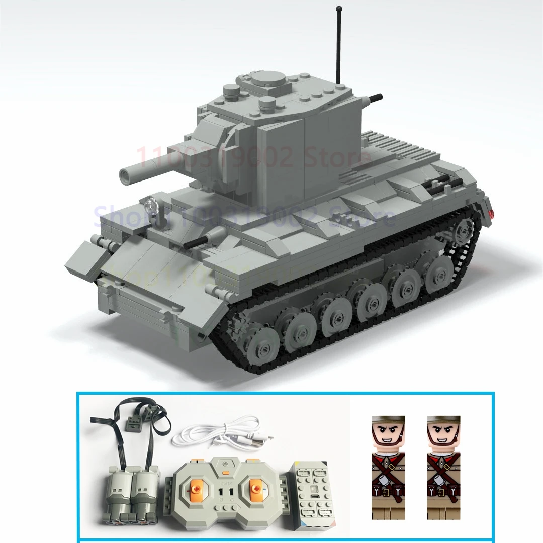 

KV2 RC Tank Remote Control Toys ww2 Military Weapon with 2 Soldiers kv-2 Tank USB charging Dual Motor Vehicle Toys Gifts 860pcs