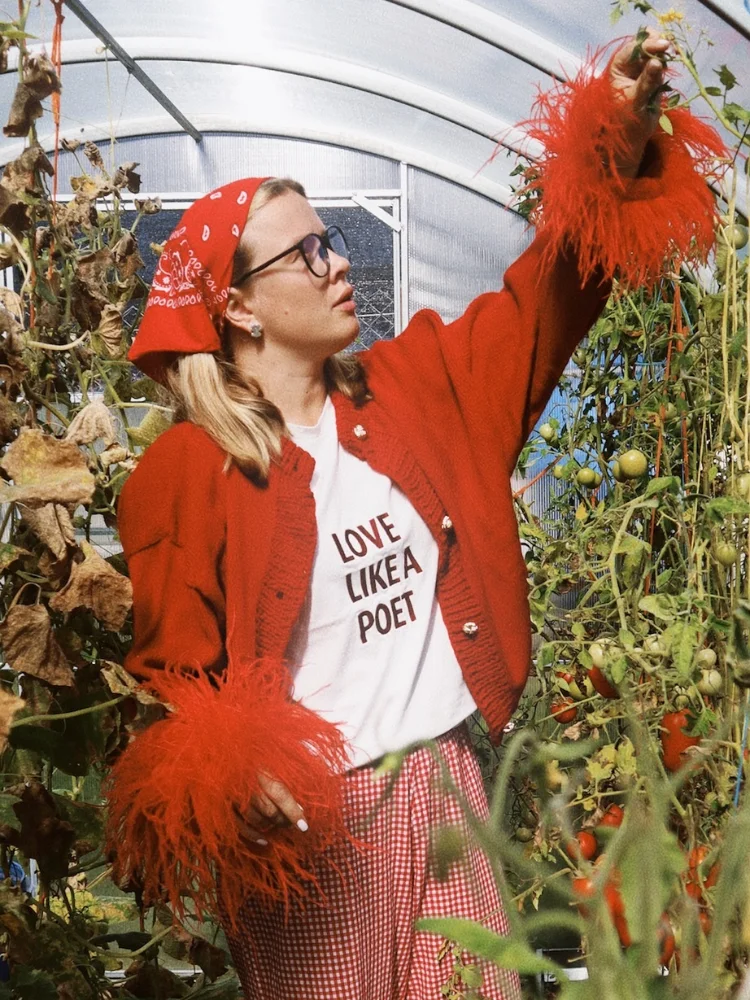 Красный вязаный кардиган в стиле пэчворк с длинным рукавом женская мода