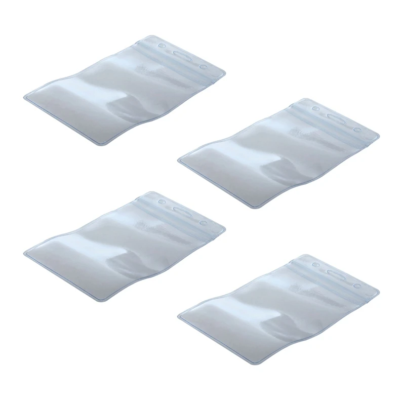 

200 Pcs Clear Plastic Vertical Name Tag Badge ID Card Holders