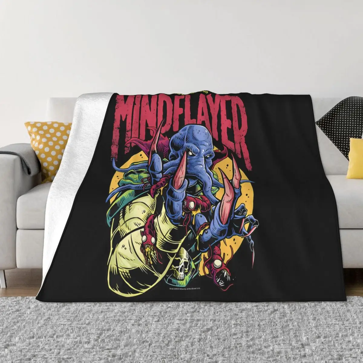 

DND Game Blanket Flannel Spring Autumn Mindflayer Logo Warm Throws For Winter Bedding