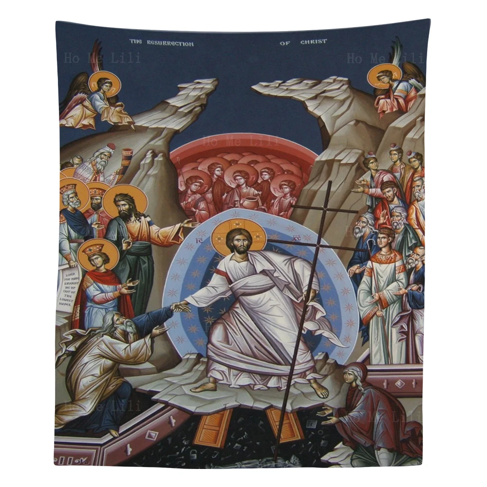 Настенный гобелен с изображением Христа в небесах четырьмя святыми и донором