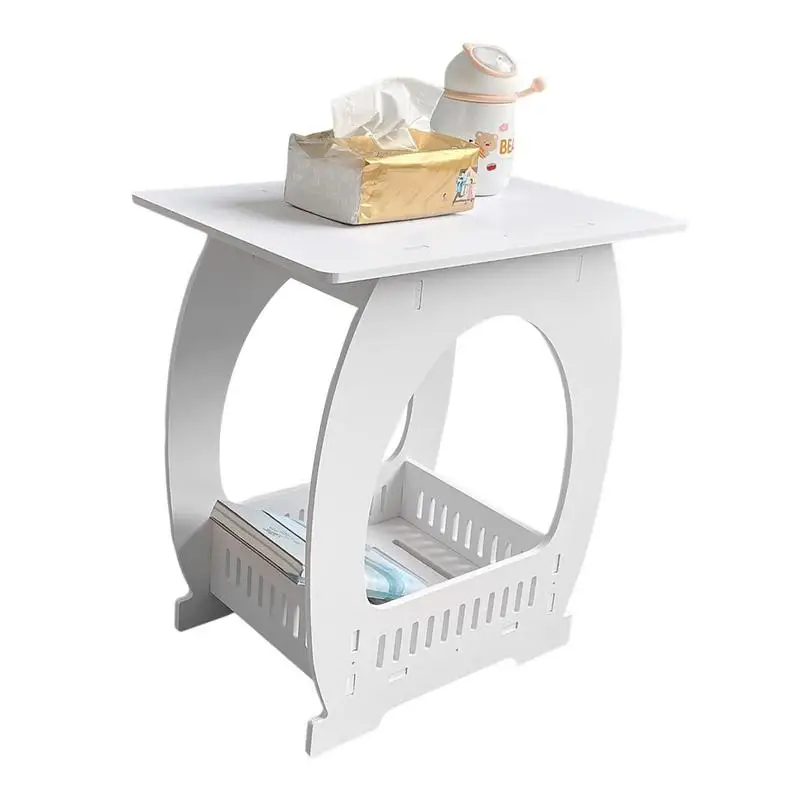 

End Table White Nightstand Coffee End Table With Open Storage Elegant Bedside Table For Living Room Bedroom Office Decoration