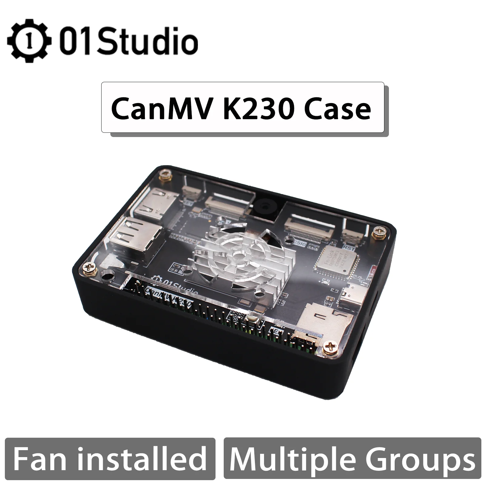 Фото 01Studio CanMV K230 Корпус для макетной платы AI Универсальный корпус с вентилятором и 3,5-дюймовым дисплеем №1