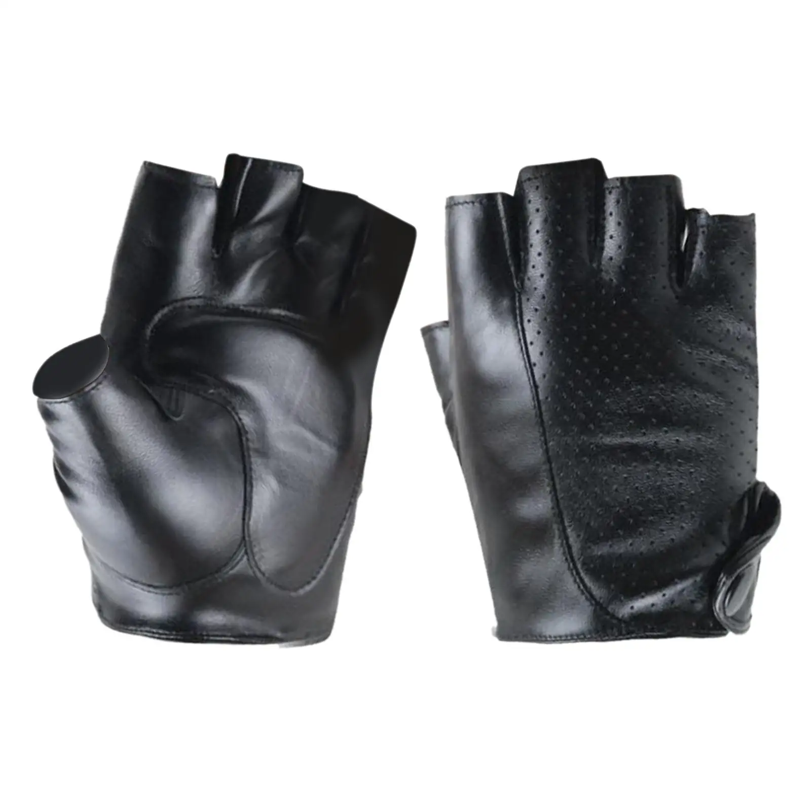 

Breathable PU Leather Gloves Wear Resistant Lightweight Half Finger Gloves for Men Running Cycling Motorbike