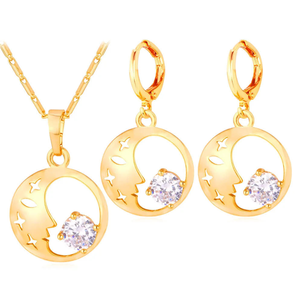 Женский ювелирный комплект из Луны и звезды с фианитом | Украшения аксессуары