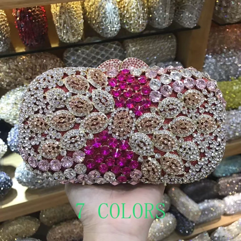 

7 COLORS Black Rhinestone Formal Evening Clutch Bags Women’s Diamond Party Prom Chain Shoulder Bag Handbag Messenger Clutches