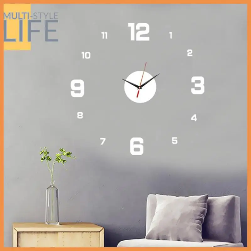 

Removable Wall Clock Easy Installation 3d Diy Acrylic Mirror Decorative Wall Clock 10mm Thick Diy Large Wall Clock Living Room