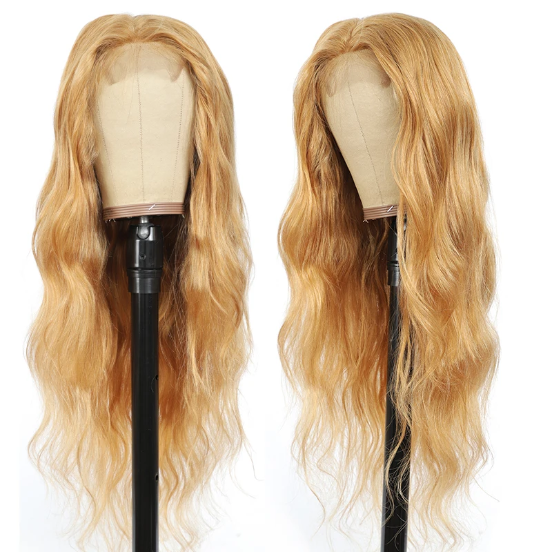 Парик из натуральных волос медового цвета волнистый 4X4 бразильский