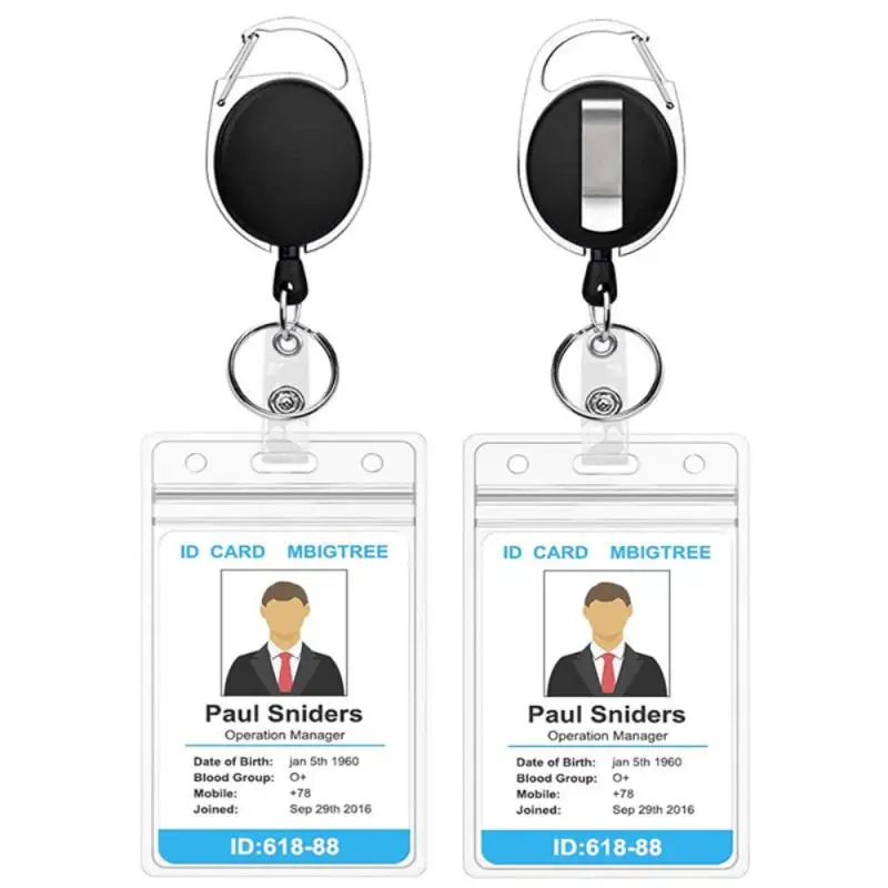 

Black Wire Rope Keychain Badge Reel Retractable Recoil Anti Lost Yoyo Ski Pass ID Card Holder Key Ring Keyring Steel Cord