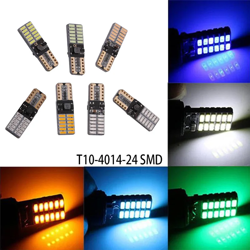 

SCAR 10/2Pcs T10-4014-24smd W5W WY5W Super Bright LED Car Interior Reading Dome Lights Auto Parking Lamp Wedge Tail Side Bulb