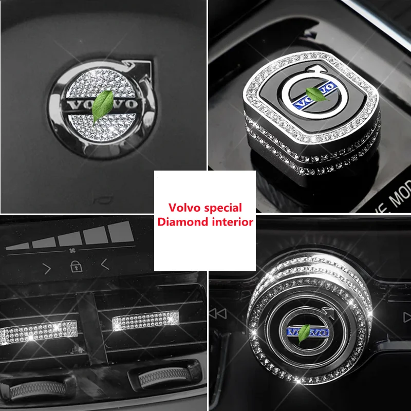 For Volvo XC60 xc90 XC40 S90 V90 V60 Steering Wheel Seat Adjust Button Air Outlet Trim Diamond Interior Trim Patch Accessories