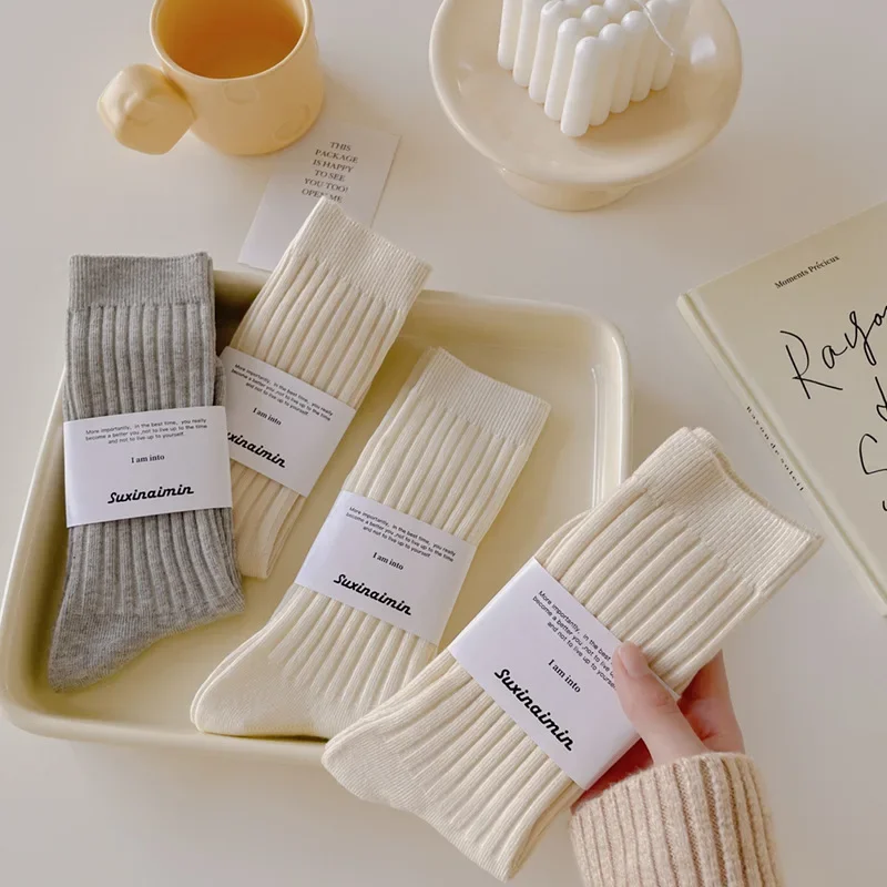 Женские носки осенне-зимние модные вязаные хлопковые длинные женские уличные в