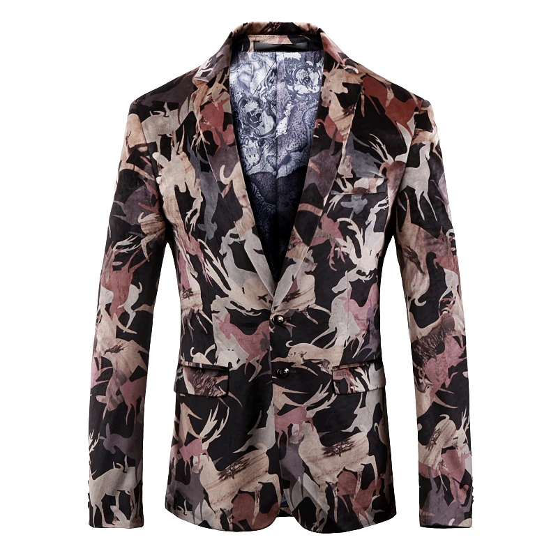 

New Mens Blazer Autumn Men's Fashion Printing Suit Coat Business Elite Casual Slim Fit Suit Jacket Male Clothes Outerwear 2022