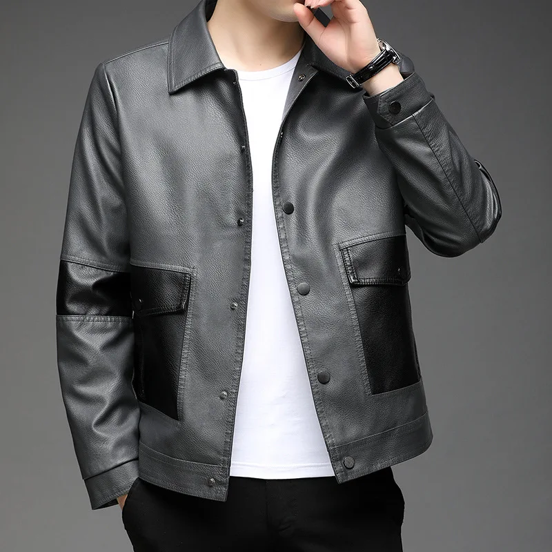 

Men Clothing 2022 Top Grade New Brand Designer Streetwear Casual Fashion Classic Biker Faux Pu Fashion Leather Jacket Men Coats