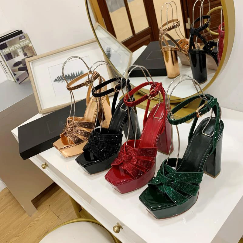 2023 New Fashion Casual Women's Super High Heel Sandals Classic Open Toe Women's Single Shoe Sexy Brand Wedding Fish Mouth Shoes