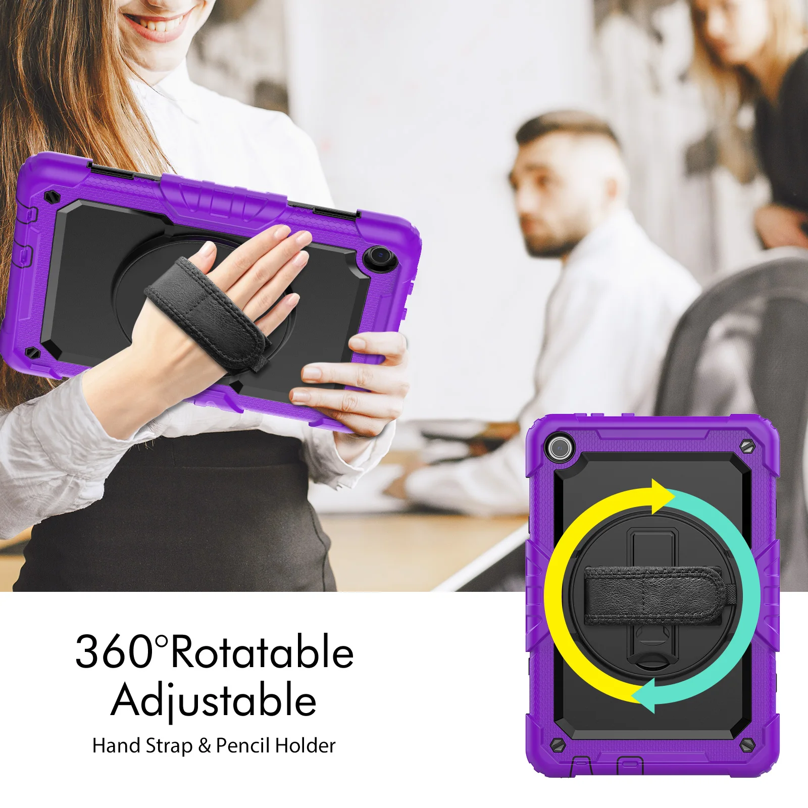 Фото Прочный чехол с защитной пленкой для Lenovo Tab M10 Gen3 (3-го поколения) 2022 10,1 дюйма TB328FU TB328XU, вращающаяся подставка, усиленный чехол №2