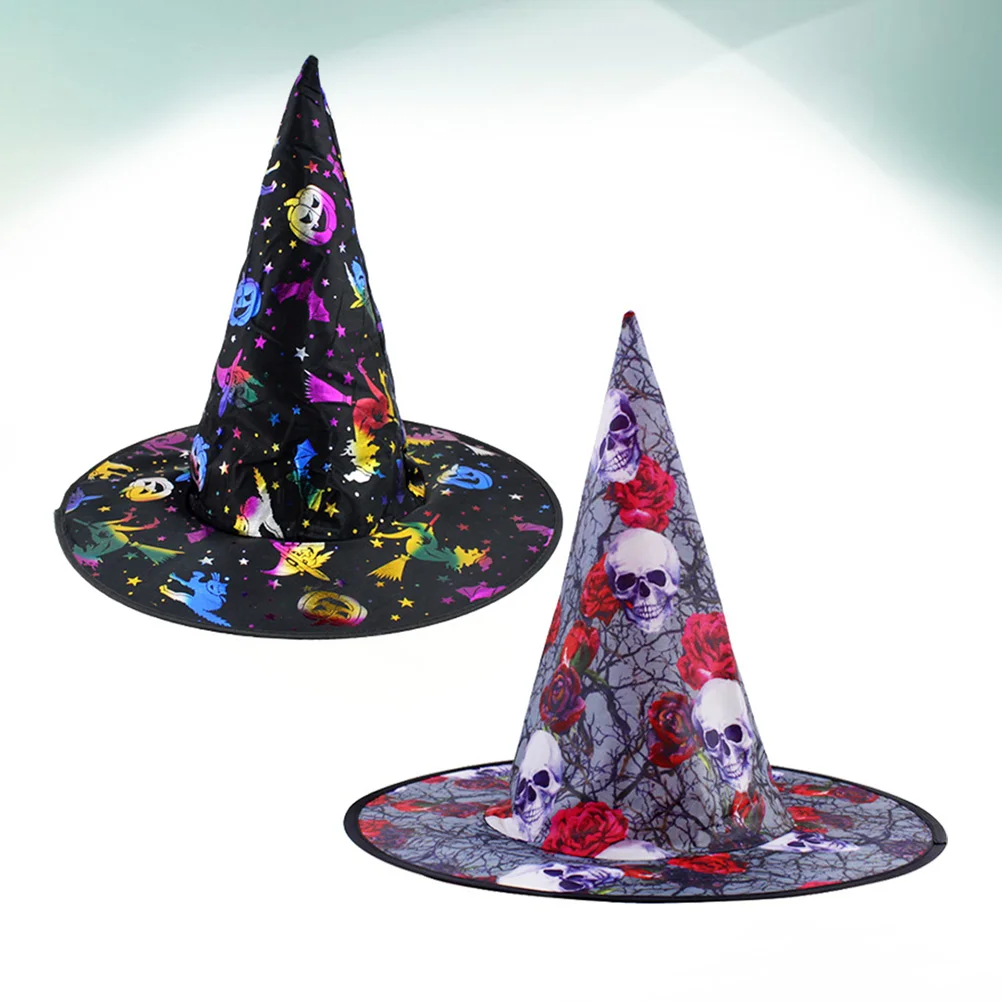 

2pcs Printing Witch Wizard Hats Party Props Costumes Party for Performance