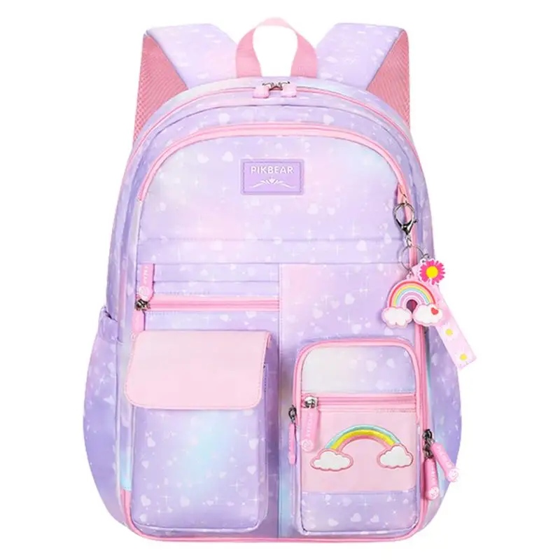 

School Backpacks Large Capacity Lightweight School Backpacks Gradient Pink Elementary School Bag Rainbow Backpack School