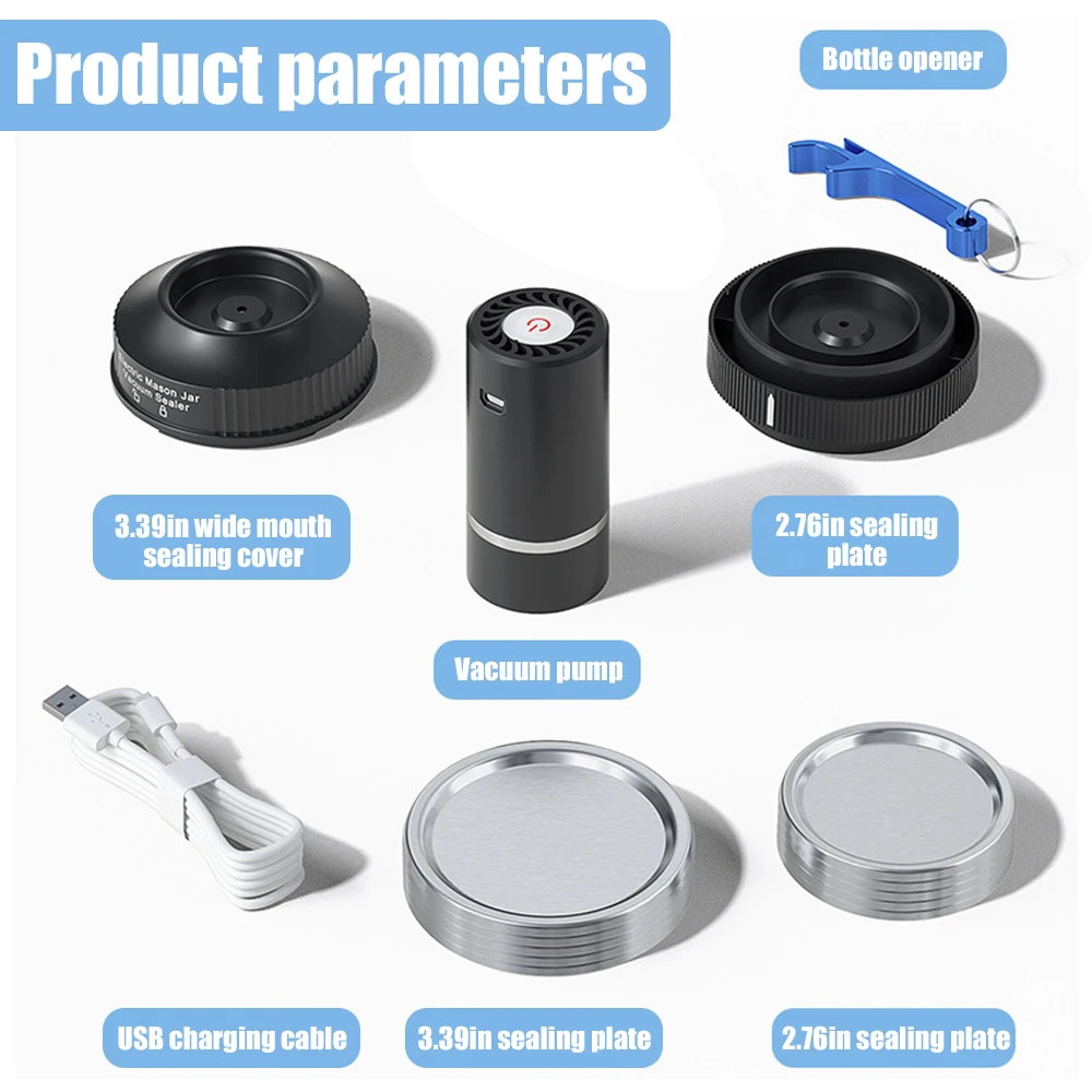 

Электрический вакуумный упаковщик Mason Jar для хранения продуктов, без БФА, вакуумный упаковщик для хранения продуктов, набор без запаха для широкогорловины