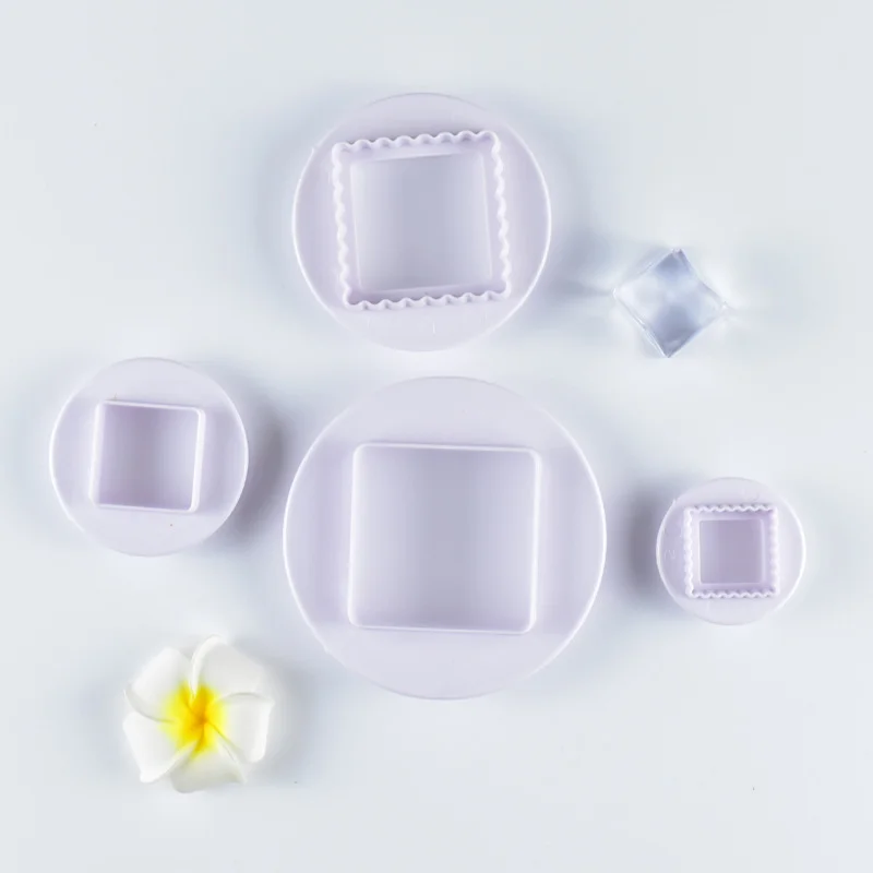 

4Pcs Double Sided Square Lace Cookie Cutter Cake Decor Biscuit Baking Tool Fondant Gum Paste Cupcake Toppers Decorating Mold