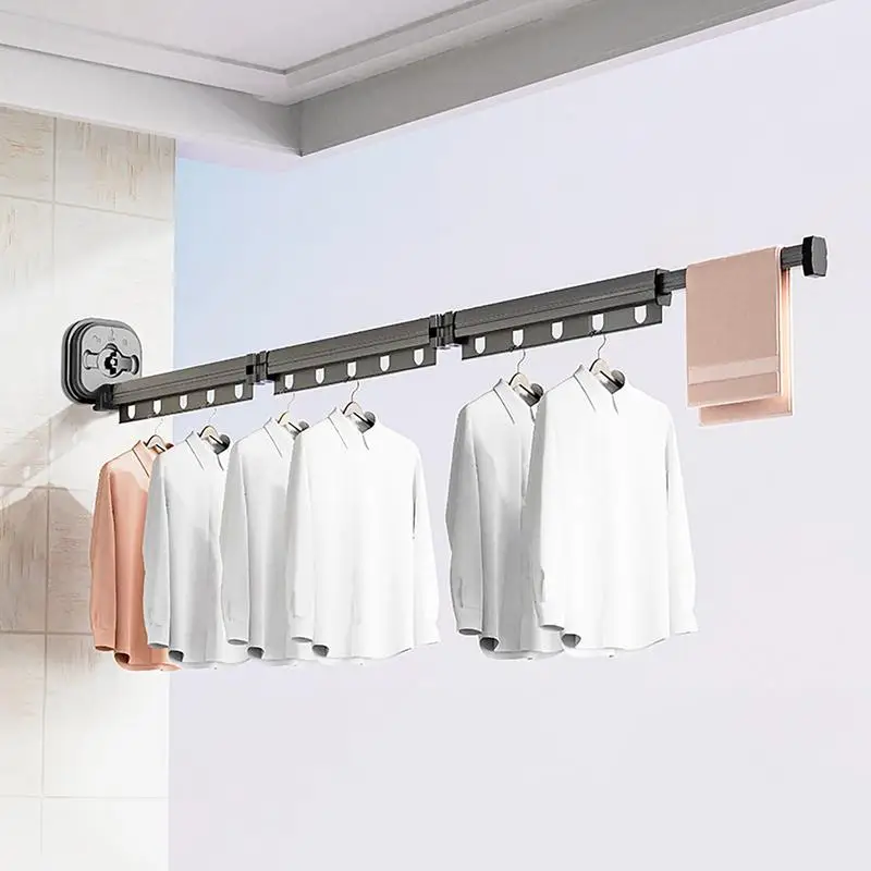 

Wall Mounted Clothes Hanger Rack Triple Collapsible Underwear Drying Suctions Rack Household Windproof Storage Laundry Tools
