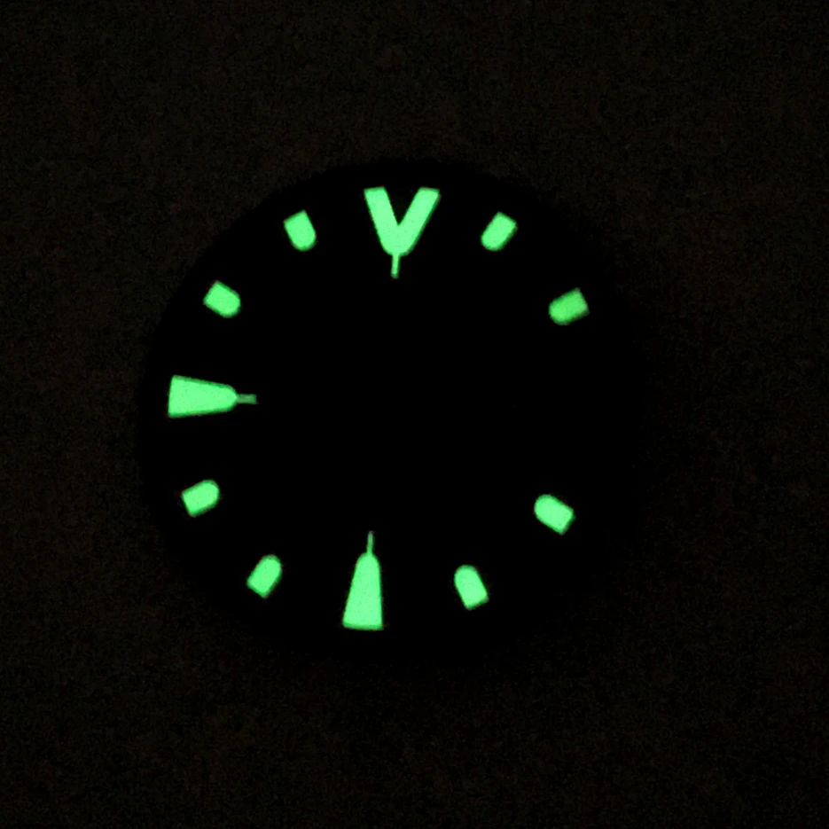 Modified 28.5mm Black Dial Replacement Precision Green Luminous Lettering Dial Fit For NH36A Movement BA8