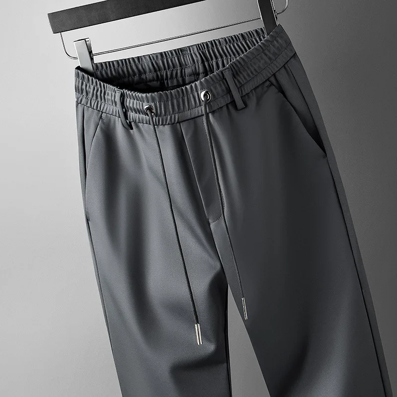 Men's Breathable Sport Casual Pants Ice Silk Thin Sports Running Pants Men's Elastic Straight Joggers Elasticity Trousers