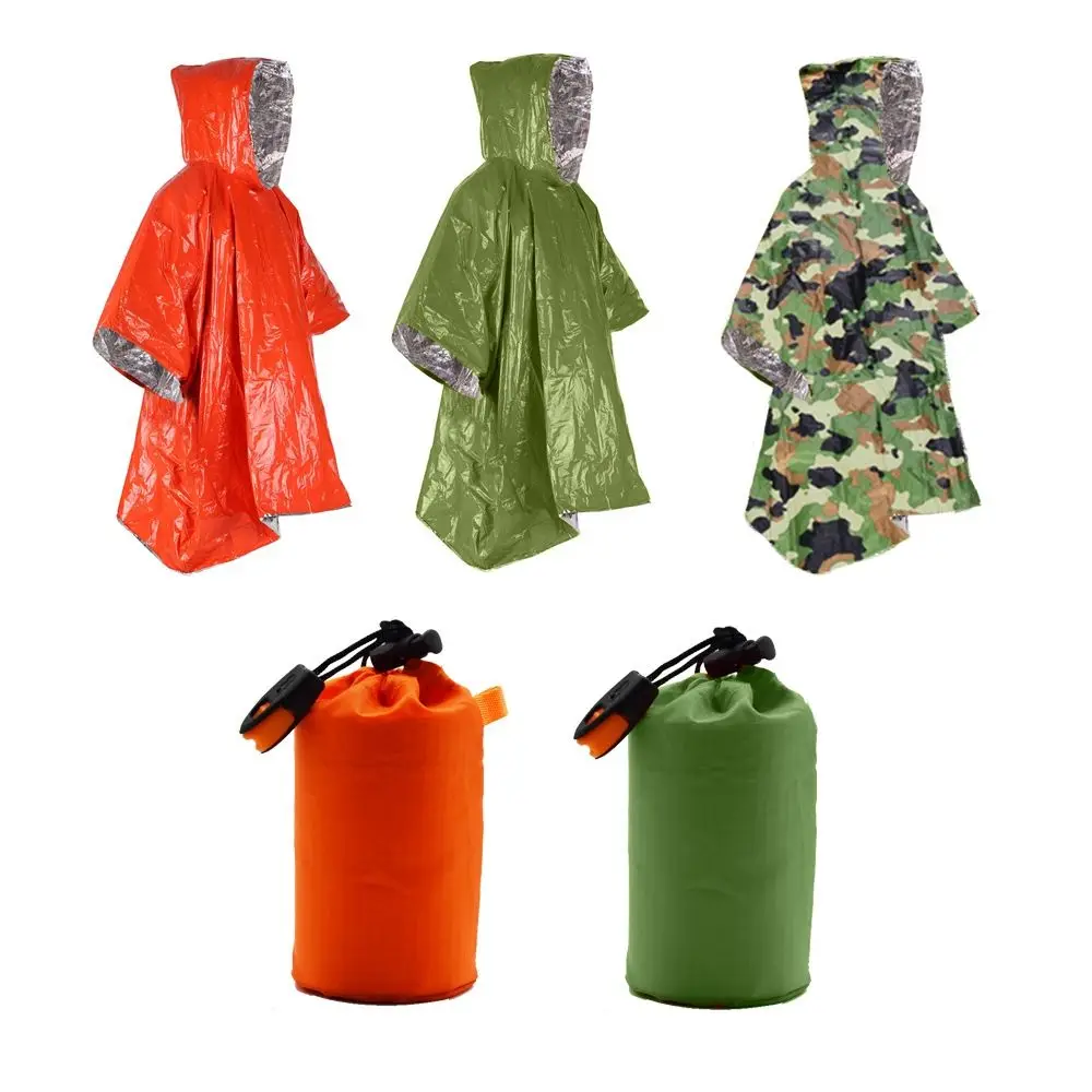 

Cold Insulation Camping Equipment Aluminum Film Disposable Poncho Survival Tool Rainwear Blankets Emergency Raincoat