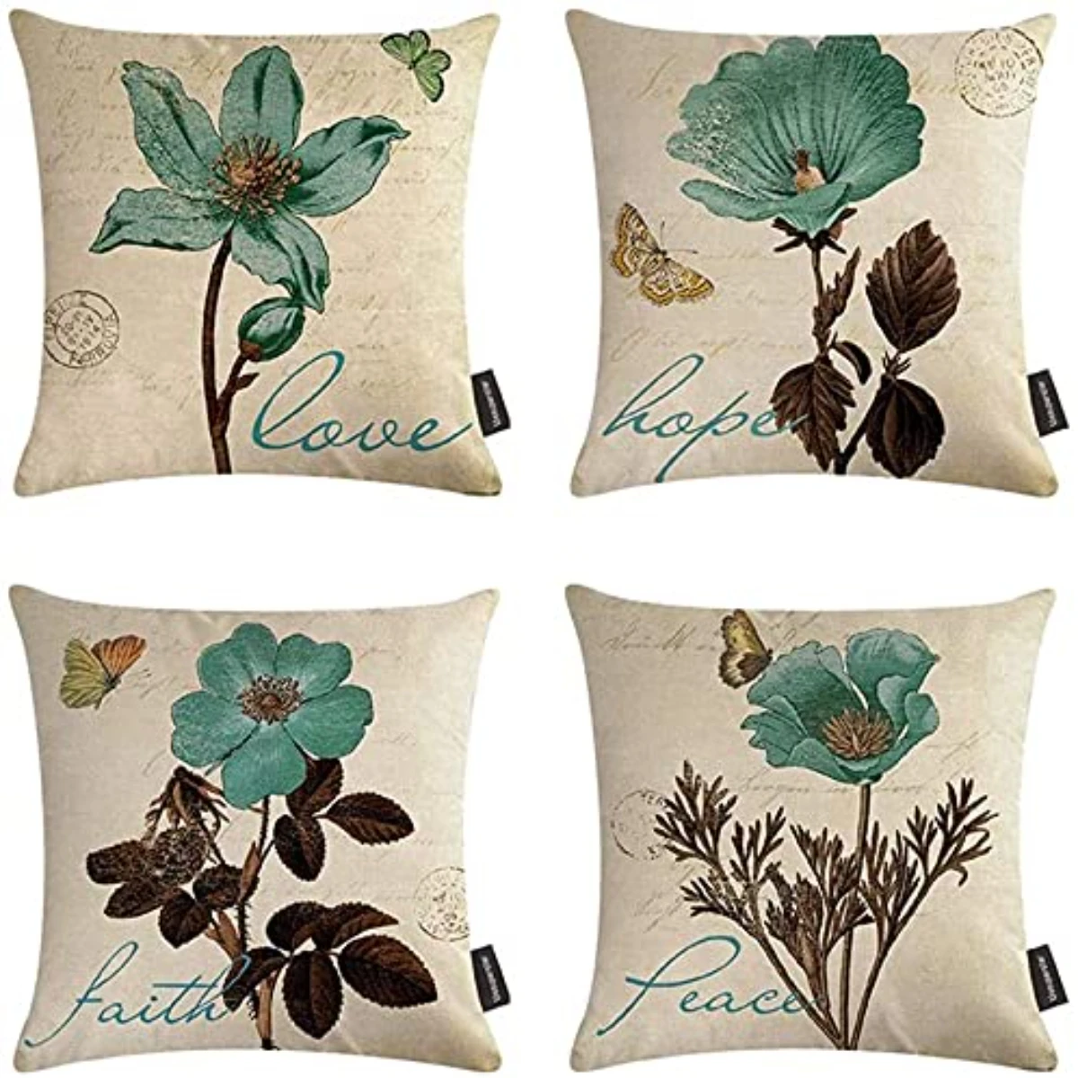 

Retro butterfly flower linen pillowcase sofa cushion cover home decoration can be customized for you 40x40 50x50 60x60 45x45